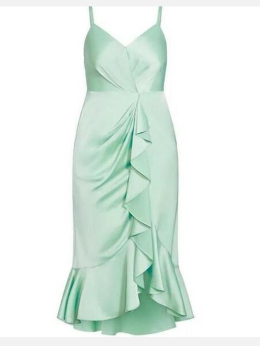 City Chic Mint Ruffle Satin Maxi Dress Size 20 New